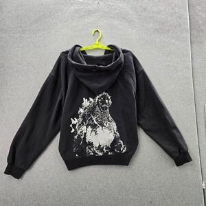 GAP x Godzilla Men Hoodie L Black Graphic Japan Collab Fleece Full Zip